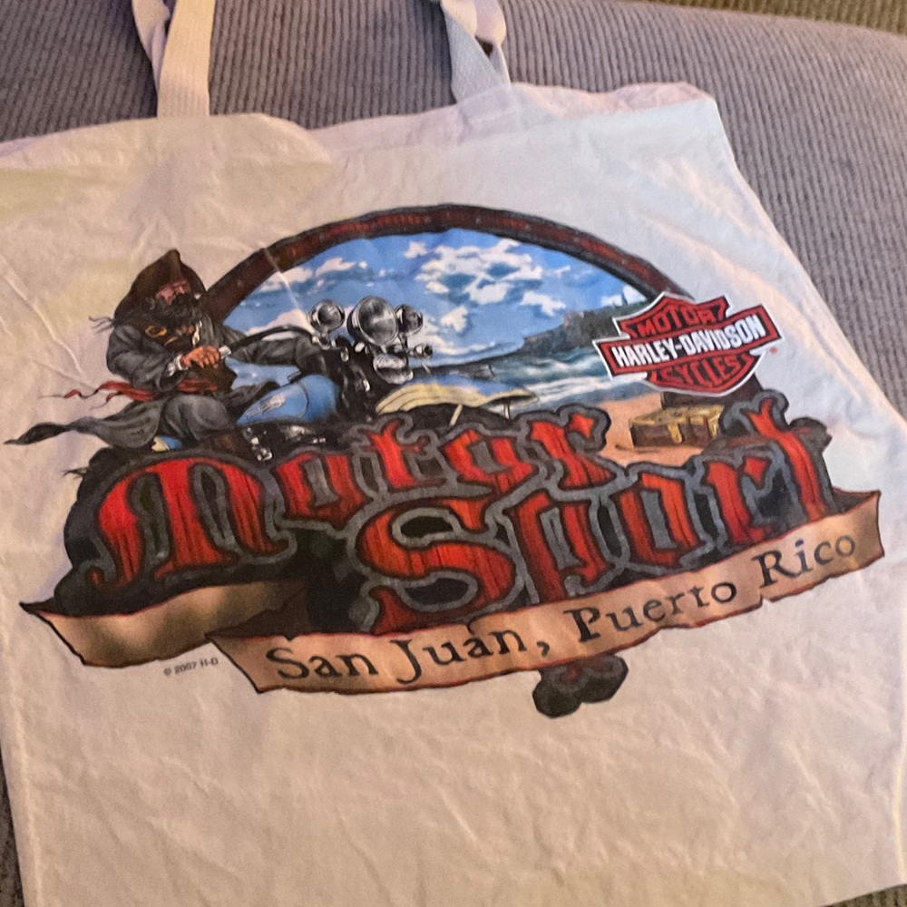 Harley-Davidson White and Red Graphic Tote